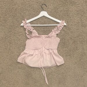 Pink Ruffled Sleeveless Top